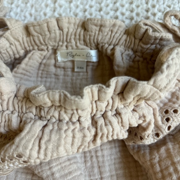 Rylee + Cru Tan Diaper Cover with Lace Trim - Picture 2 of 3